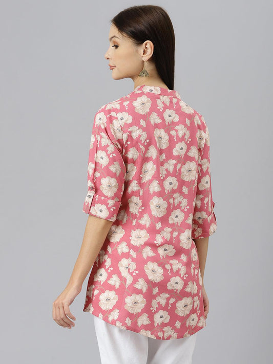 Maroon Floral Rayon A-Line Shirts Style Top | LASVINI - Redefining Indian Fashion with Elegance