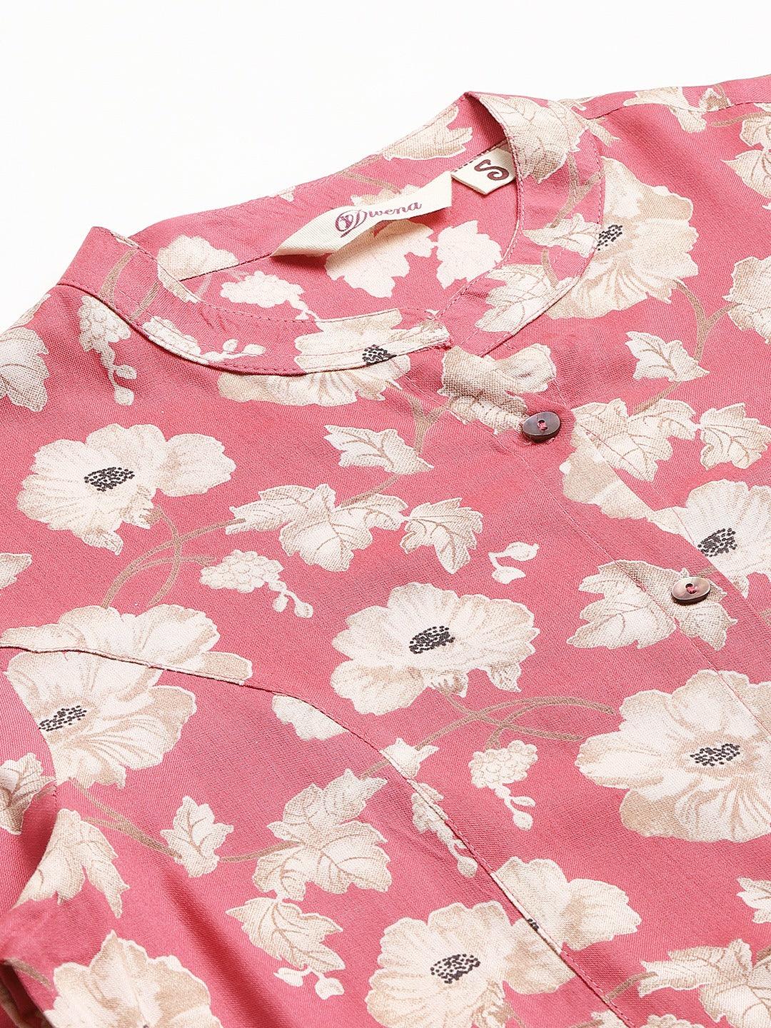 Maroon Floral Rayon A-Line Shirts Style Top | LASVINI - Redefining Indian Fashion with Elegance