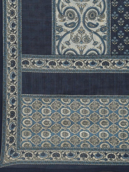 Blue Ethnic Motif Muslin Straight Kurta Pant Set With Dupatta | LASVINI - Redefining Indian Fashion with Elegance