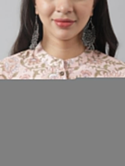 Baby Pink Floral Printed Straight Kurta | LASVINI - Redefining Indian Fashion with Elegance