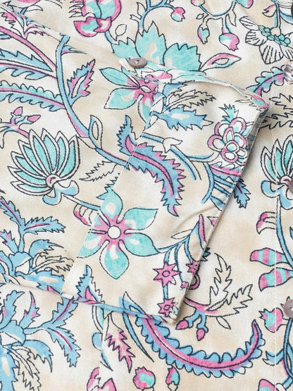 Multi Colored Floral Printed Rayon A-Line Shirt Style Top | LASVINI - Redefining Indian Fashion with Elegance