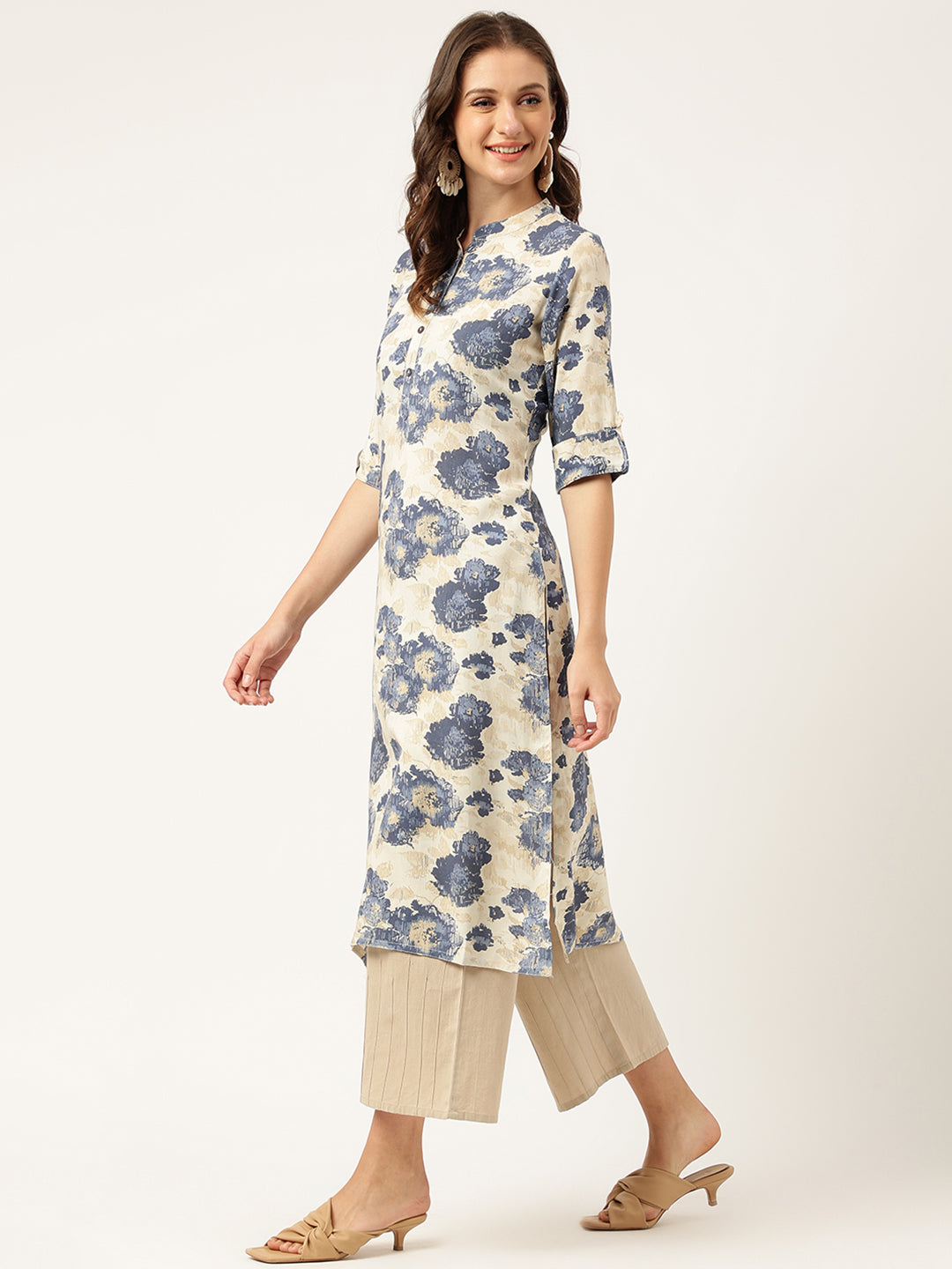 Multi Colored Floral Digital Printed Straight Kurta | LASVINI - Redefining Indian Fashion with Elegance