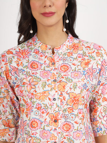 Women Pink Floral Printed Rayon Top | LASVINI - Redefining Indian Fashion with Elegance