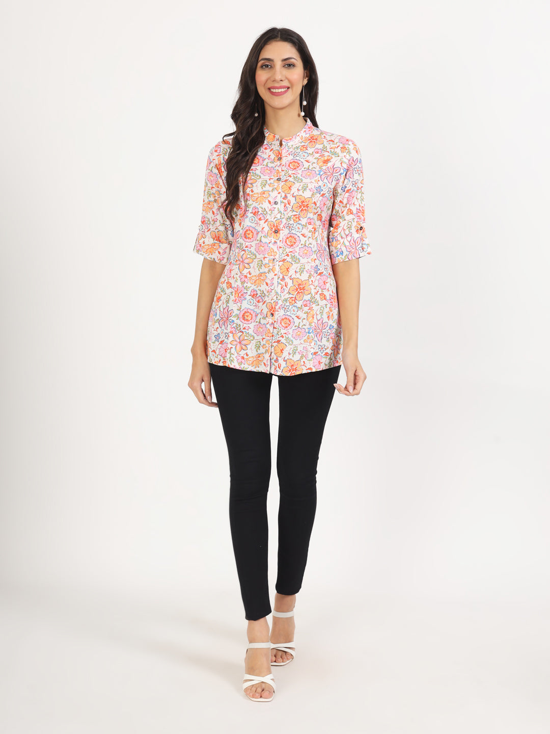 Women Pink Floral Printed Rayon Top | LASVINI - Redefining Indian Fashion with Elegance