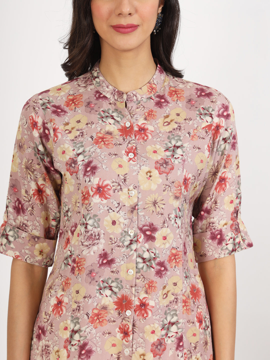 Women Pink Floral Printed Rayon Top | LASVINI - Redefining Indian Fashion with Elegance
