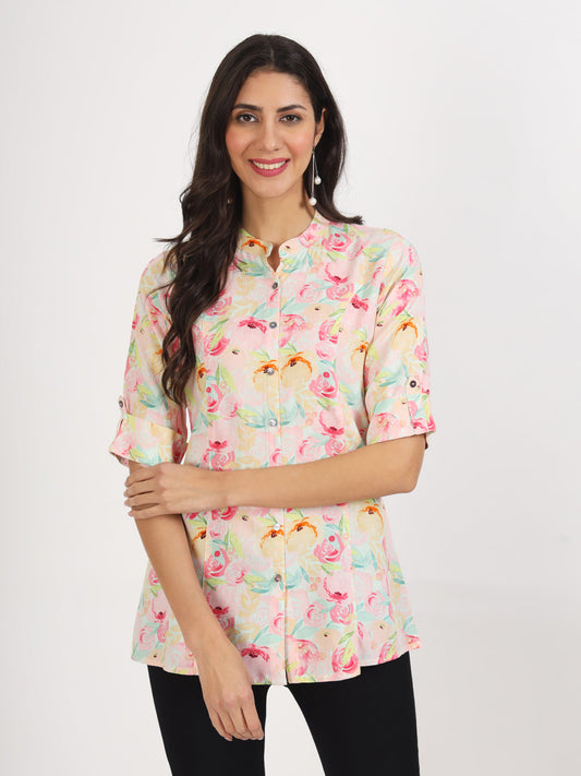 Women Green Floral Printed Rayon Top | LASVINI - Redefining Indian Fashion with Elegance