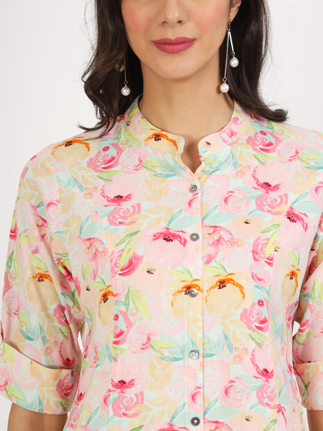 Women Green Floral Printed Rayon Top | LASVINI - Redefining Indian Fashion with Elegance