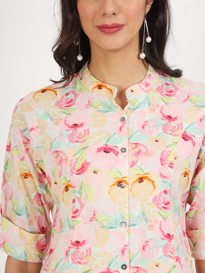 Women Green Floral Printed Rayon Top | LASVINI - Redefining Indian Fashion with Elegance