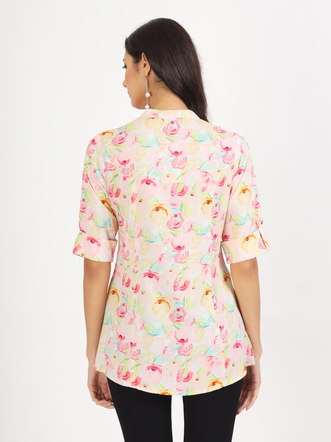 Women Green Floral Printed Rayon Top | LASVINI - Redefining Indian Fashion with Elegance