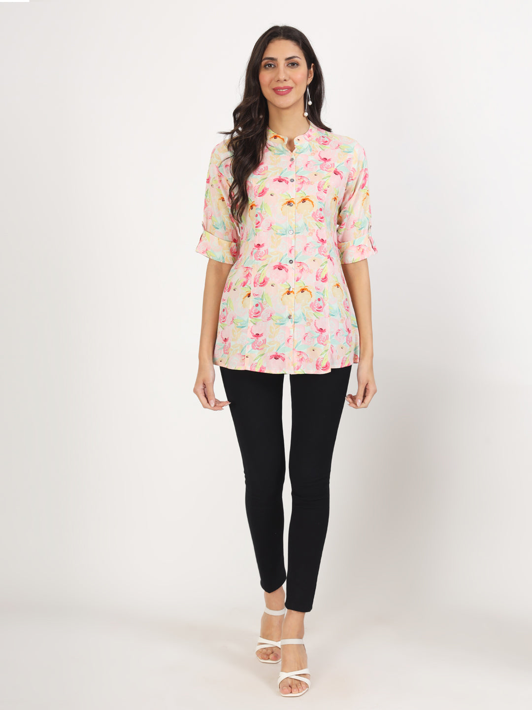 Women Green Floral Printed Rayon Top | LASVINI - Redefining Indian Fashion with Elegance