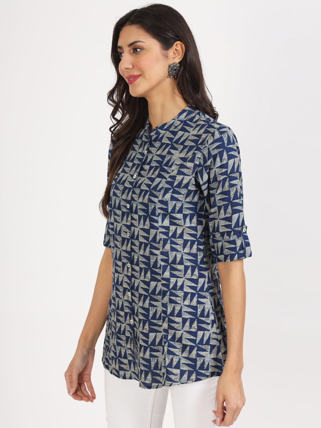 Women Blue Floral Printed Rayon Top | LASVINI - Redefining Indian Fashion with Elegance