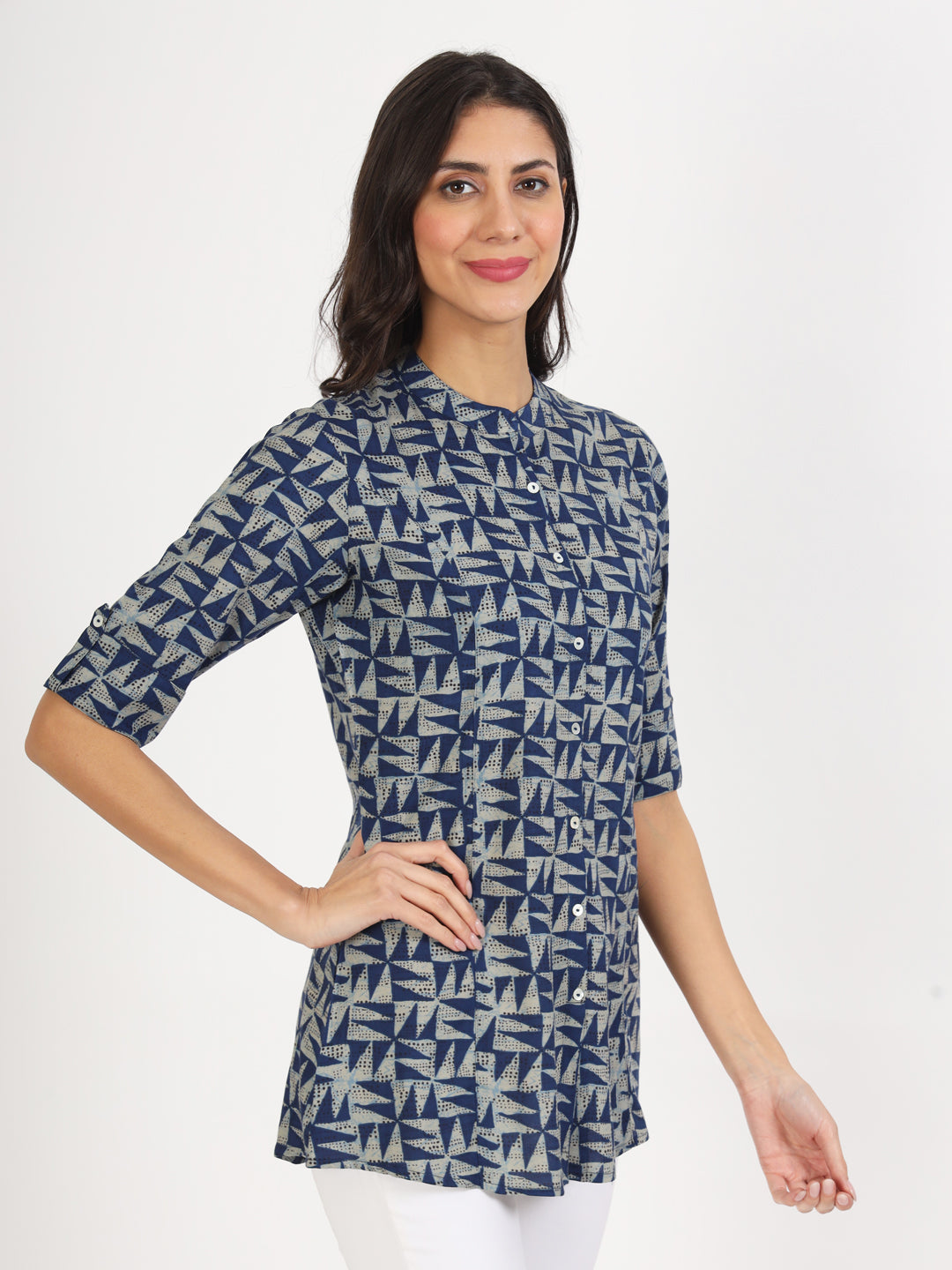 Women Blue Floral Printed Rayon Top | LASVINI - Redefining Indian Fashion with Elegance