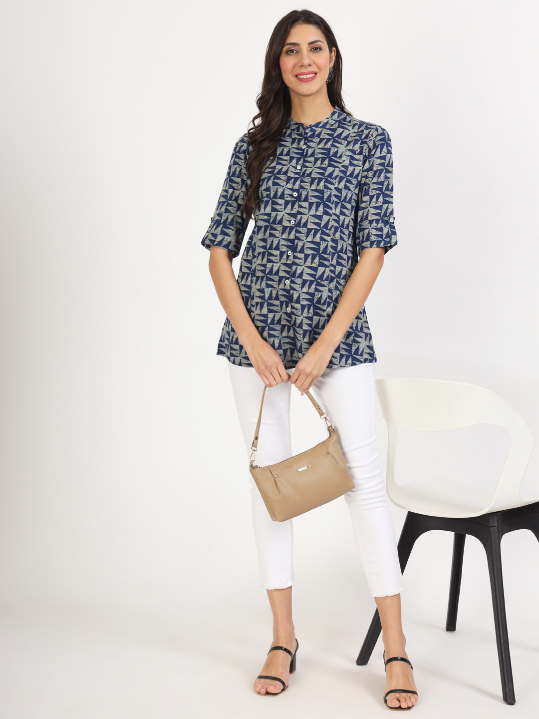 Women Blue Floral Printed Rayon Top | LASVINI - Redefining Indian Fashion with Elegance