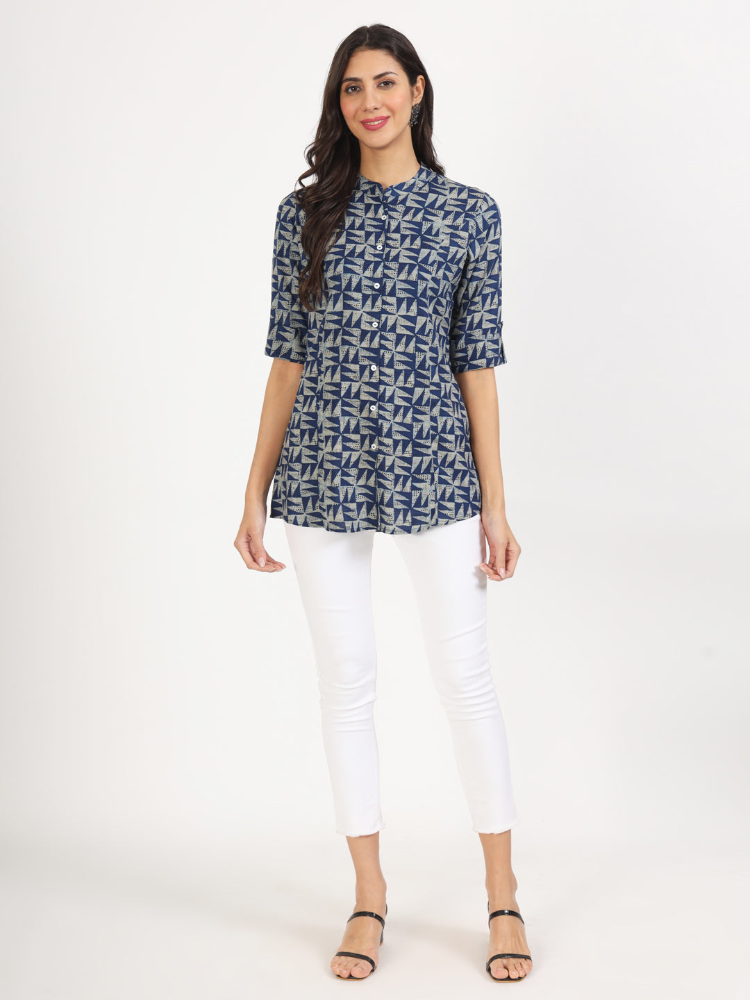 Women Blue Floral Printed Rayon Top | LASVINI - Redefining Indian Fashion with Elegance