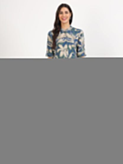 Women Green Floral Printed Rayon Top | LASVINI - Redefining Indian Fashion with Elegance