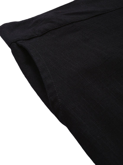 Women Black Straight Fit Solid Regular Trousers | LASVINI - Redefining Indian Fashion with Elegance