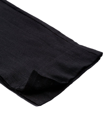 Women Black Straight Fit Solid Regular Trousers | LASVINI - Redefining Indian Fashion with Elegance