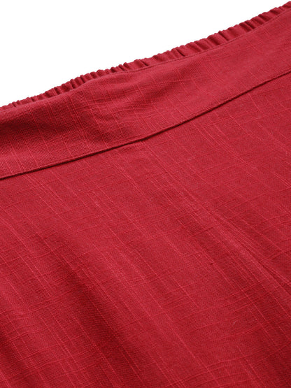 Women Maroon Straight Fit Solid Regular Trousers | LASVINI - Redefining Indian Fashion with Elegance