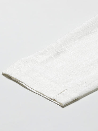 Women Off-White Comfort Regular Fit Solid Cotton Cigarette Trousers | LASVINI - Redefining Indian Fashion with Elegance