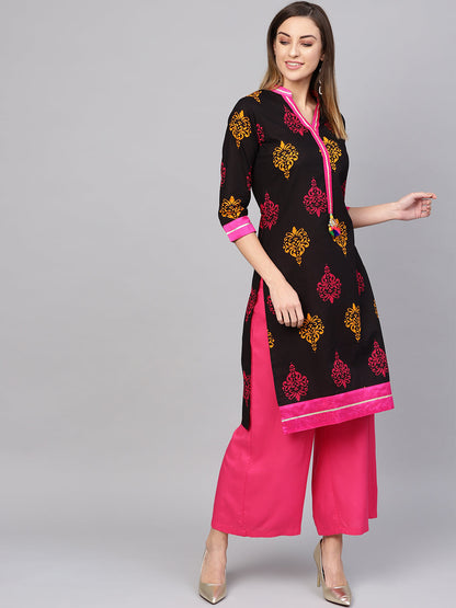 Women'S Printed Black Cotton Kurti | LASVINI - Redefining Indian Fashion with Elegance