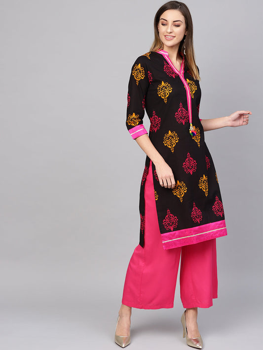 Women'S Printed Black Cotton Kurti | LASVINI - Redefining Indian Fashion with Elegance