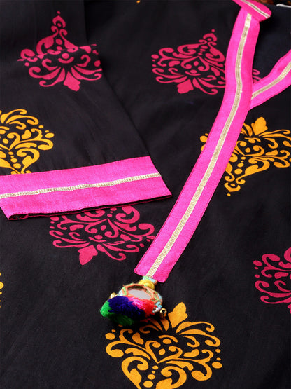 Women'S Printed Black Cotton Kurti | LASVINI - Redefining Indian Fashion with Elegance