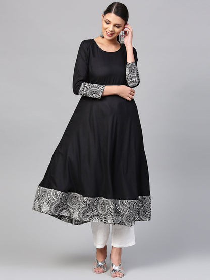 Women'S Black Rayon A-Line Kurti | LASVINI - Redefining Indian Fashion with Elegance