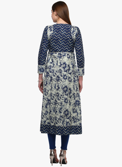Women'S Indigo Printed Anarkali | LASVINI - Redefining Indian Fashion with Elegance