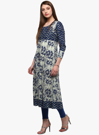 Women'S Indigo Printed Anarkali | LASVINI - Redefining Indian Fashion with Elegance