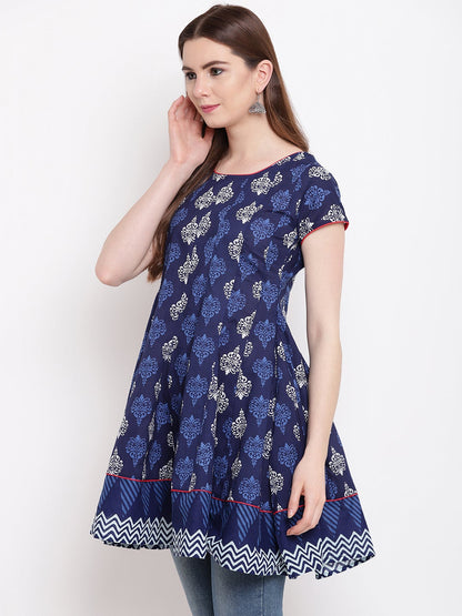 Women'S Indigo Short Kurti | LASVINI - Redefining Indian Fashion with Elegance