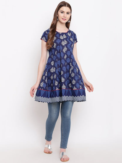 Women'S Indigo Short Kurti | LASVINI - Redefining Indian Fashion with Elegance