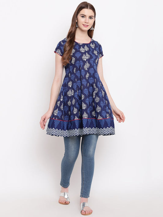 Women'S Indigo Short Kurti | LASVINI - Redefining Indian Fashion with Elegance