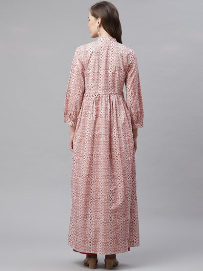 Women'S White Peach Maxi Style Kurta | LASVINI - Redefining Indian Fashion with Elegance