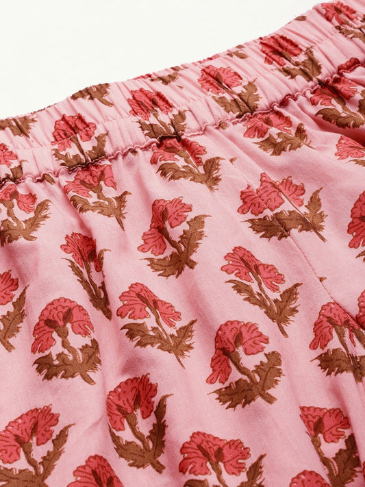 Women'S Pink Cotton Loungewear /Nightwear Set | LASVINI - Redefining Indian Fashion with Elegance