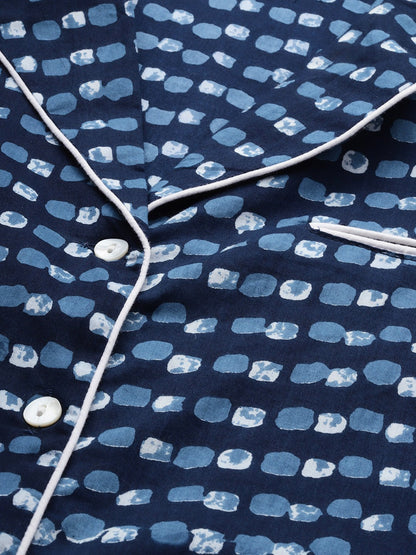 Women'S Blue Printed Nightsuit | LASVINI - Redefining Indian Fashion with Elegance