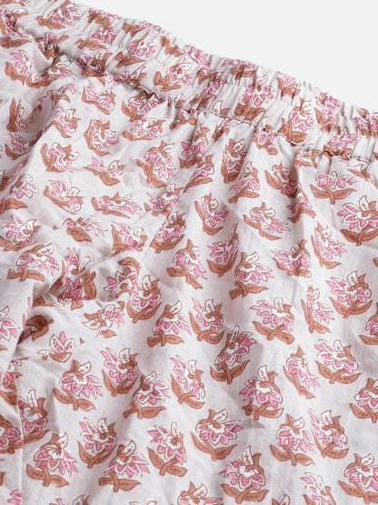 Women'S Floral Pink Motif Cotton Nightsuit | LASVINI - Redefining Indian Fashion with Elegance