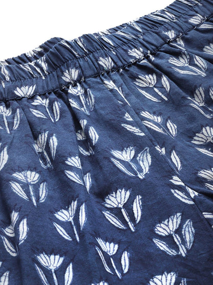 Indigo Hand Block Pure Cotton Night Suit | LASVINI - Redefining Indian Fashion with Elegance