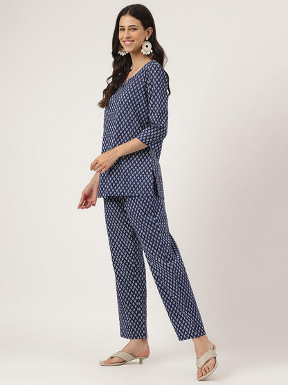 Blue Printed Loungewear/Nightwear | LASVINI - Redefining Indian Fashion with Elegance