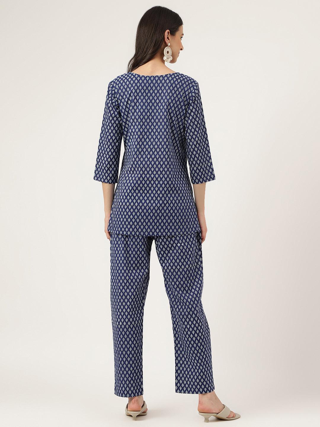 Blue Printed Loungewear/Nightwear | LASVINI - Redefining Indian Fashion with Elegance
