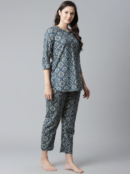 Women'S Indigo Cotton Nightwear/Loungewear | LASVINI - Redefining Indian Fashion with Elegance