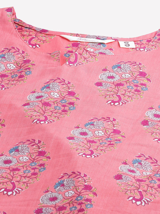 Women'S Peach Cotton Printed Nightsuit | LASVINI - Redefining Indian Fashion with Elegance