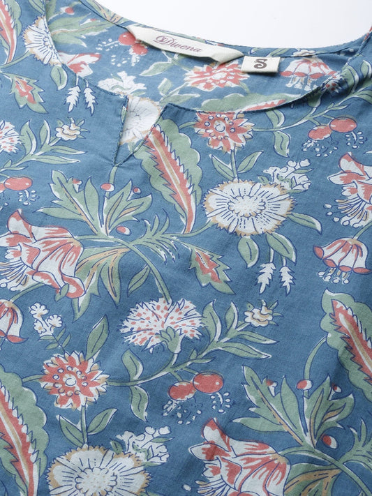 Women'S Blue Printed Cotton Nightwear | LASVINI - Redefining Indian Fashion with Elegance