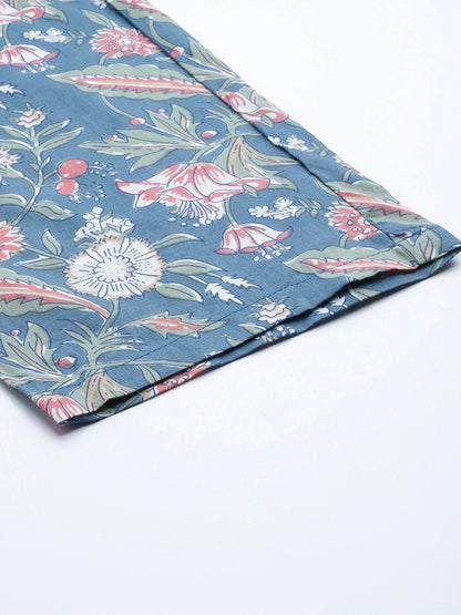 Women'S Blue Printed Cotton Nightwear | LASVINI - Redefining Indian Fashion with Elegance