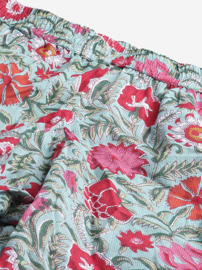Women'S Green Floral Print Cotton Nightwear | LASVINI - Redefining Indian Fashion with Elegance