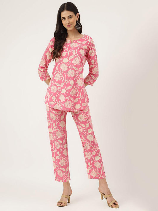 Pink Printed Loungewear/Nightwear | LASVINI - Redefining Indian Fashion with Elegance