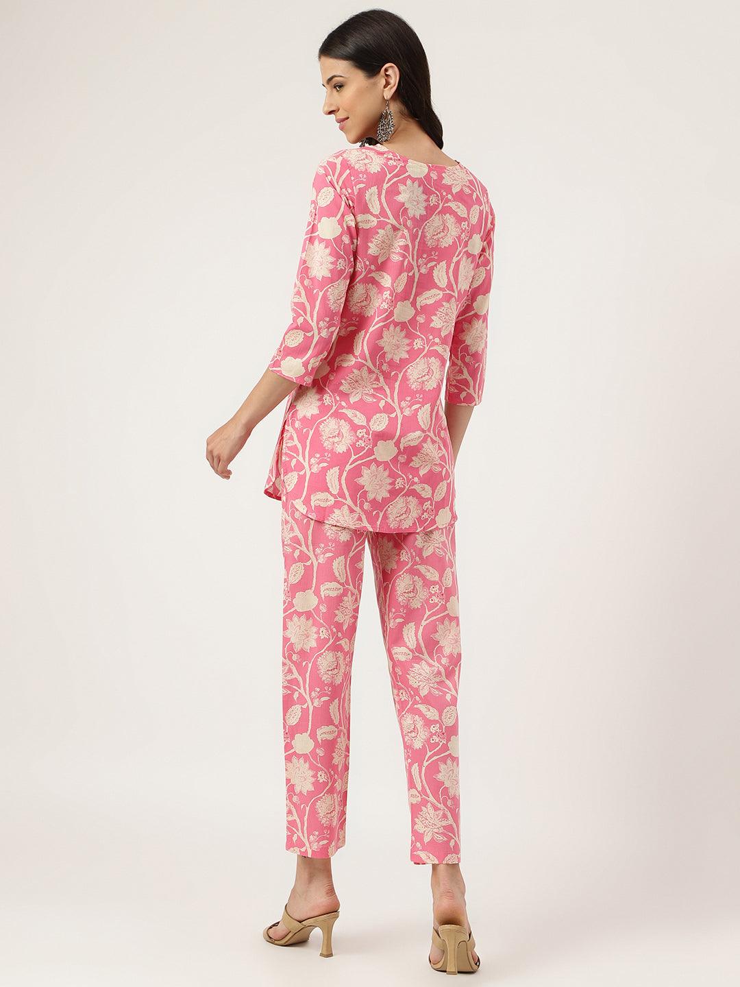 Pink Printed Loungewear/Nightwear | LASVINI - Redefining Indian Fashion with Elegance
