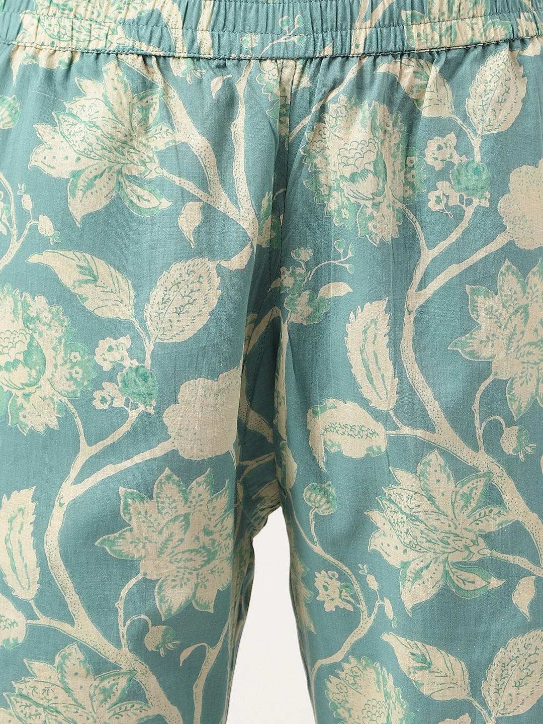 Sea Green Printed Loungewear/Nightwear | LASVINI - Redefining Indian Fashion with Elegance