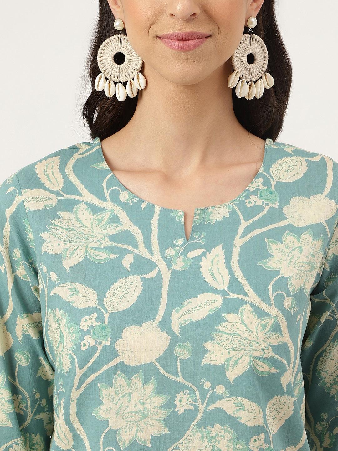 Sea Green Printed Loungewear/Nightwear | LASVINI - Redefining Indian Fashion with Elegance