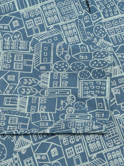 Teal Blue Printed Loungewear/Nightwear | LASVINI - Redefining Indian Fashion with Elegance