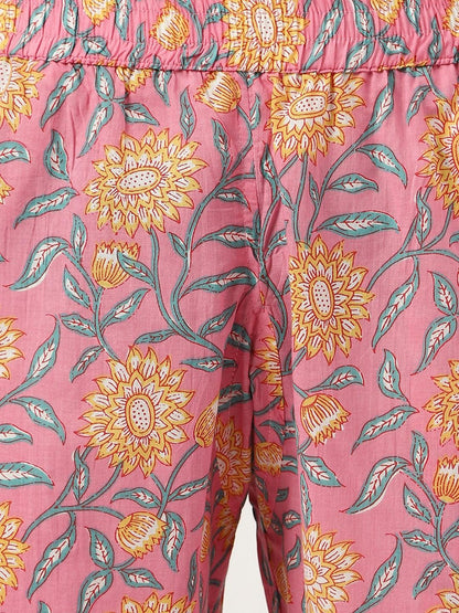Dark Pink Printed Loungewear/Nightwear | LASVINI - Redefining Indian Fashion with Elegance